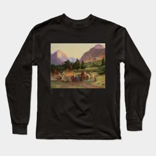 Crow Encampment, Montana by Joseph Henry Sharp Long Sleeve T-Shirt